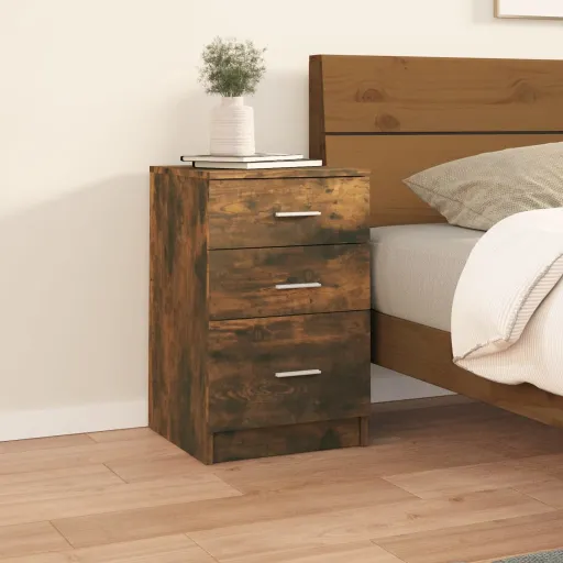 Mesita de Noche Madera Contrachapada Roble Ahumado 40x40x63 cm