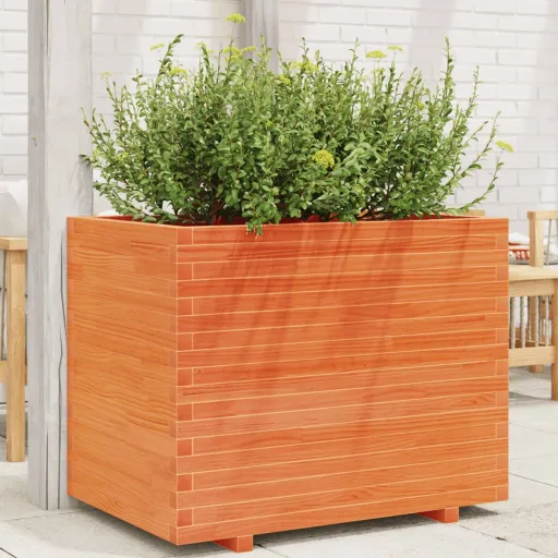 Jardinera Madera Maciza de Pino Marrón Cera 90x60x72 cm