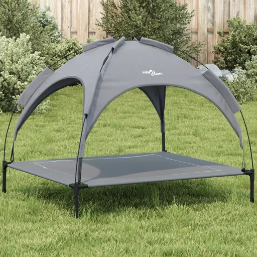 Cama Para Perros Con Dosel Antracita Tela Oxford y Acero