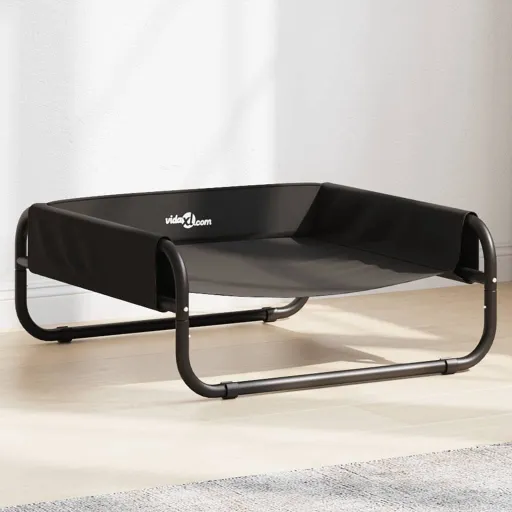 Cama Elevada Para Perros Tela Oxford y Acero Gris Antracita