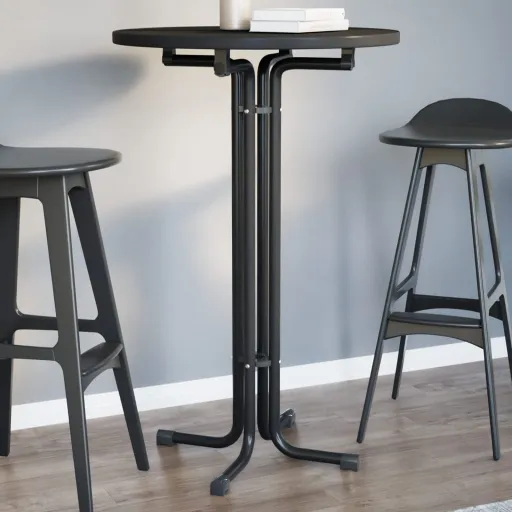 Mesa de Bar Madera Ingeniería y Acero Negro Ø70x110 cm