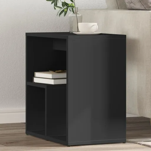 Mesa Auxiliar de Madera Contrachapada Negro 50x30x50 cm