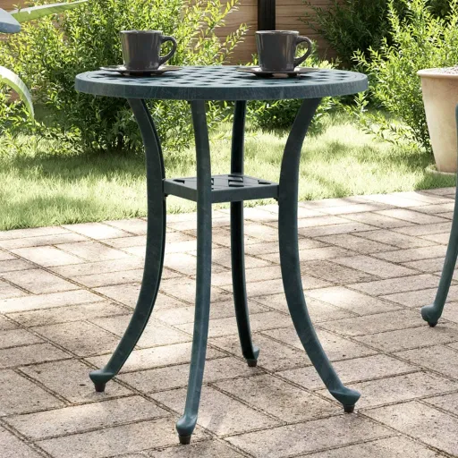 Mesa de Jardín Aluminio Fundido Verde Ø48x53 cm