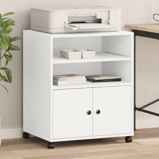 Soporte Para Impresora Con Ruedas Blanco 60x48x74 cm