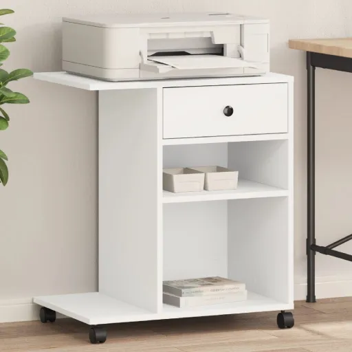 Soporte Para Impresora Con Ruedas Blanco 60x40x68,5 cm