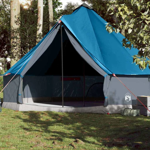 Tienda de Campaña Familiar Tipi 10 Personas Impermeable Azul