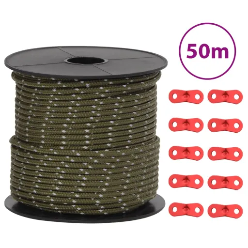 Cuerda de Vientos Con Tiras Reflectantes y Tensores 50 m 4 mm