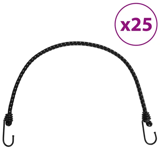 Cuerdas Elásticas Con Tiras Reflectantes y Ganchos 25 Uds 59 cm