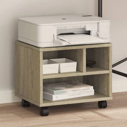 Soporte Para Impresora Con Ruedas Roble Sonoma 41x32x34,5 cm