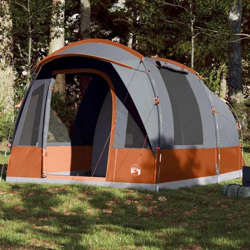 Tienda de Campaña Túnel 3 Personas Impermeable Gris y Naranja