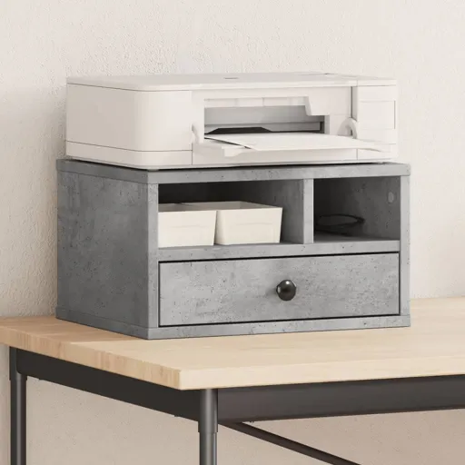 Soporte Impresora Madera Ingeniería Gris Hormigón 40x32x22,5 cm