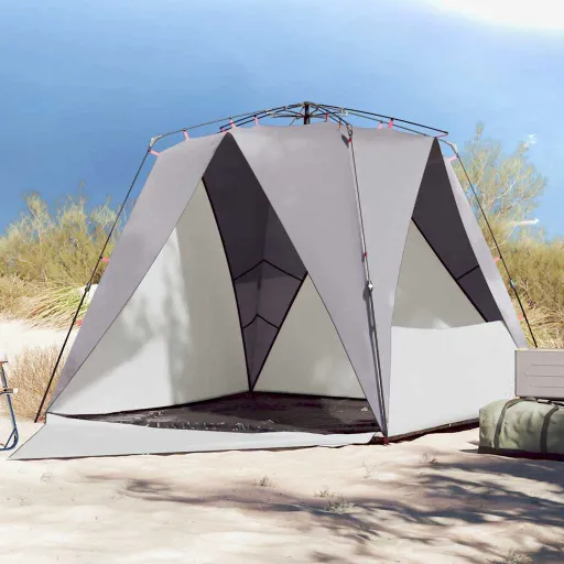 Tienda de Playa 4 Personas Impermeable Apertura Rápida Gris