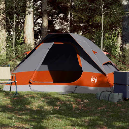 Tienda de Campaña Iglú Para 2 Personas Impermeable Gris Naranja