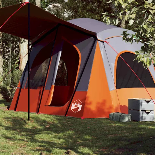 Tienda de Campaña Para 5 Personas Impermeable Gris y Naranja