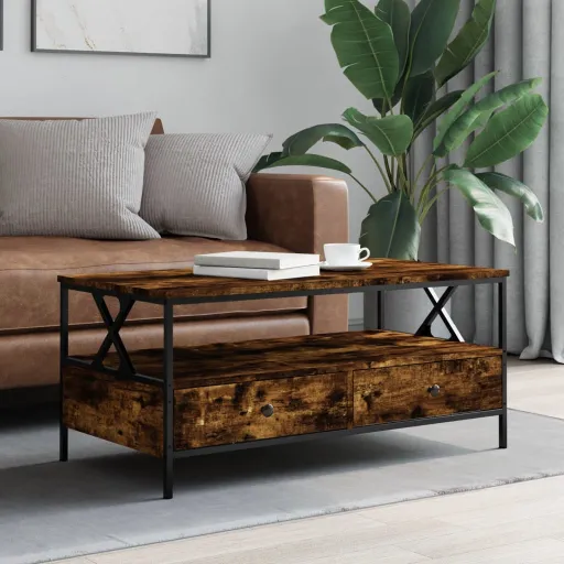 Mesa de Centro Madera de Ingeniería Roble Ahumado 100x51x45 cm
