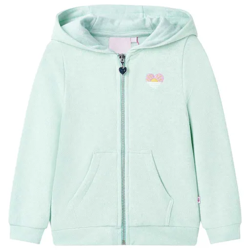 Sudadera de Niños Con Capucha Cremallera Verde Menta Claro Mezcla 92