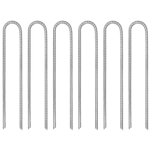 Clavijas de Tienda Forma U 6 Uds Acero Galvanizado 30 cm Ø7 mm