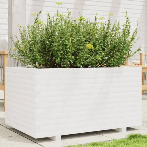 Jardinera Madera Maciza de Pino Blanco 90x60x49,5 cm