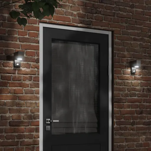 Lámpara de Exterior Con Sensor Aluminio Fundido a Presión Negro