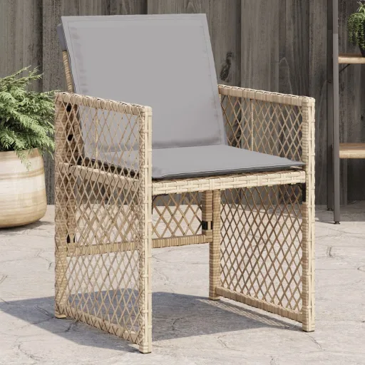 Sillones Jardín Con Cojines 4 Uds Ratán Sintético Beige Mezcla