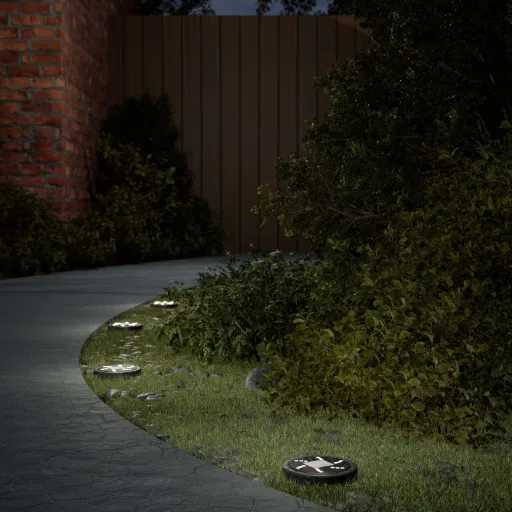 Luces Solares Suelo Jardín Con Picos Tierra Blanco Cálido 4 Uds