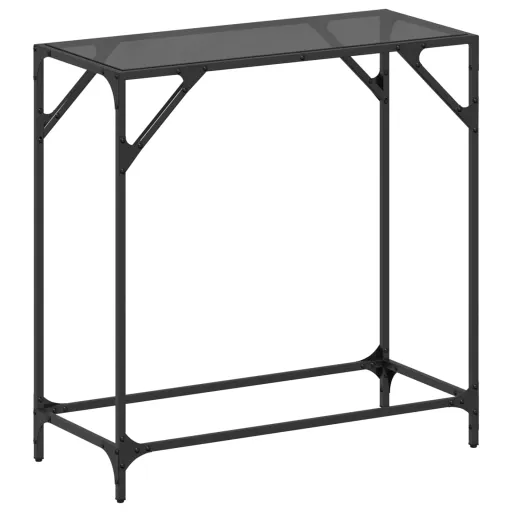 Mesa Consola Con Superficie de Vidrio Negro Acero 80x35x81 cm