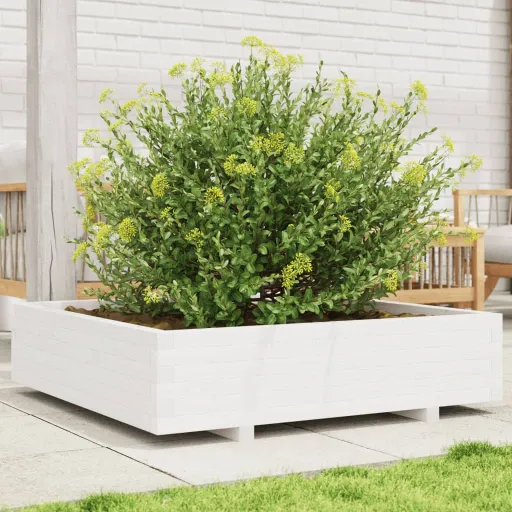 Jardinera Madera Maciza de Pino Blanco 100x100x26,5 cm