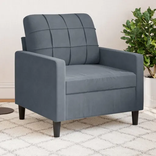 Sillón de Terciopelo Gris Oscuro 60 cm