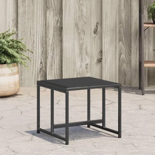 Taburetes de Jardín Con Cojines 4 Uds Acero y Textilene Negro