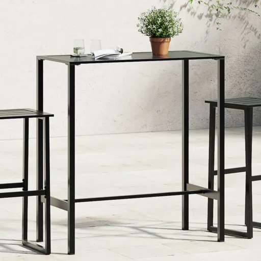 Mesa Alta de Bar Acero Recubrimiento Polvo Negro 100x50x110 cm