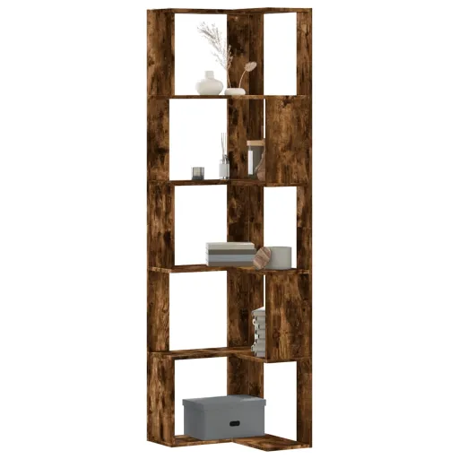 Estantería Esquina 5 Niveles Madera Roble Ahumado 50x50x179 cm