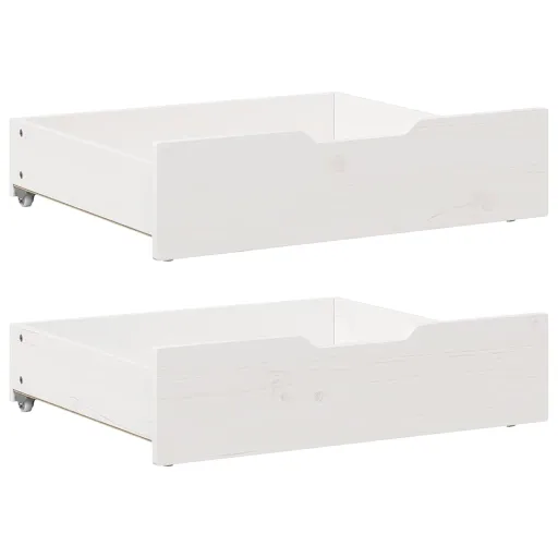 Cajones Debajo Cama 2 Uds Madera Maciza Pino Blanco 65x55x17 cm