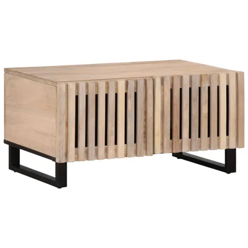 Mesa de Centro de Madera Maciza de Mango Blanca 80x51x40 cm