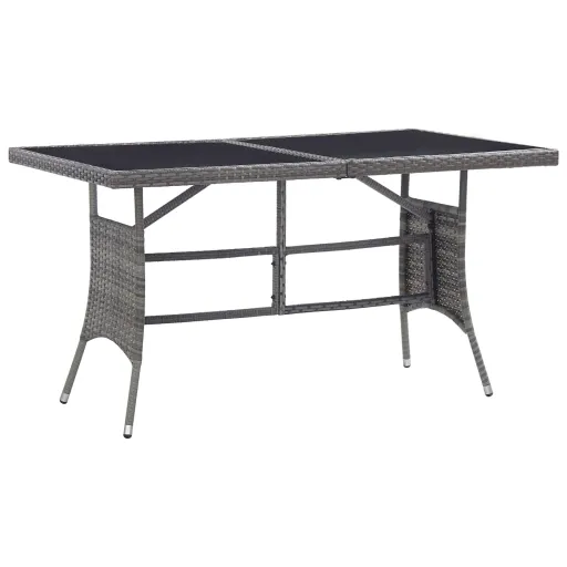 Mesa de Jardín Ratán Sintético Gris 140x80x74 cm