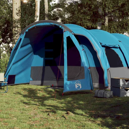 Tienda de Campaña Familiar Túnel 8 Personas Impermeable Azul