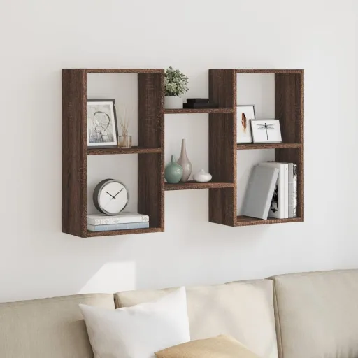Estantería de Pared Madera Ingeniería Marrón Roble 96x18x60 cm
