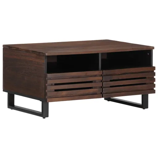 Mesa de Centro Madera Maciza Mango Marrón 80x55x40 cm