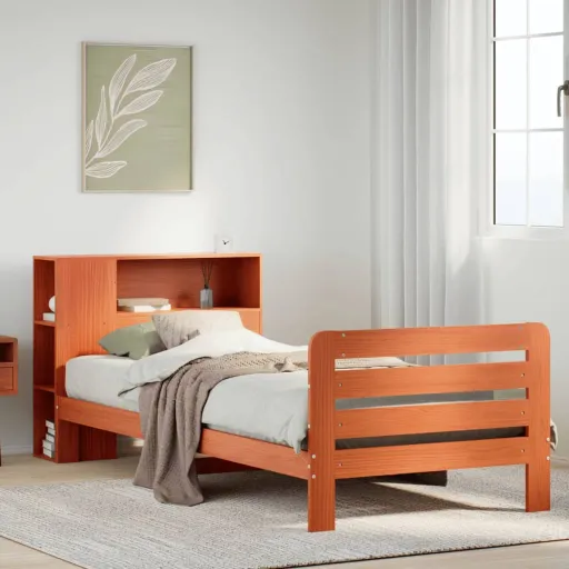 Estructura de Cama Sin Colchón Madera Maciza Marrón 75x190 cm