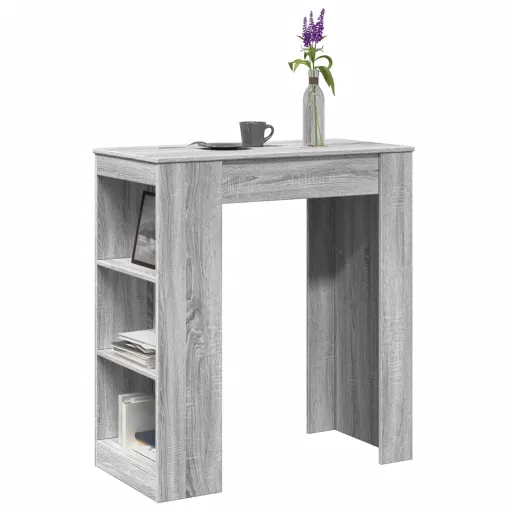 Mesa Alta Bar Con Estantes Madera Gris Sonoma 95x47x103,5 cm