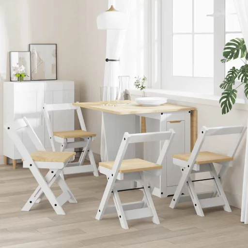 Sillas de Comedor Plegables 4 Uds Corona Madera Pino Blanco