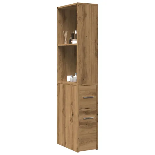 Armario de Baño Estrecho Con Ruedas Madera Roble Artisian