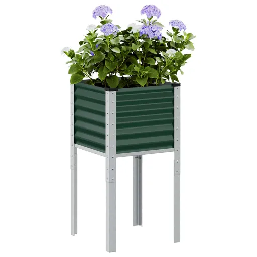 Jardinera de Jardín Verde 45x45x88 cm Acero