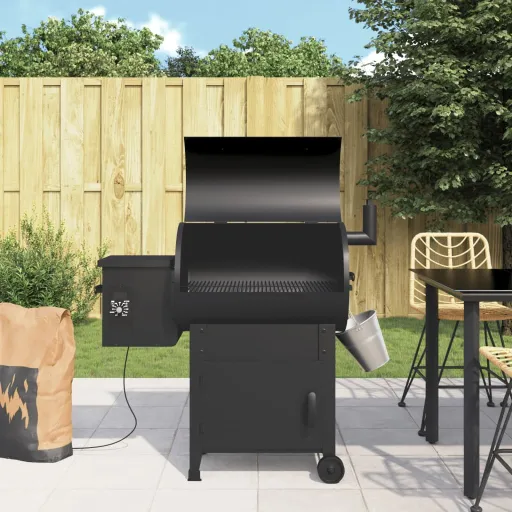 Barbacoa de Pellets Con Chimenea Hierro Negro 104 cm