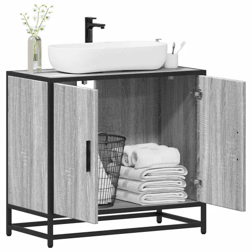 Mueble Lavabo Baño Madera Contrachapada Sonoma Gris 65x33x60 cm