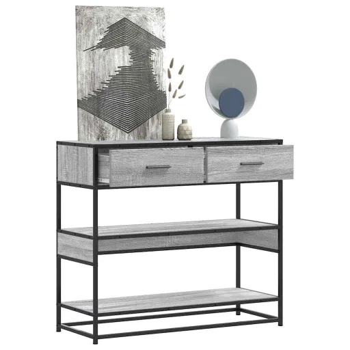 Mesa Consola Madera de Ingeniería Gris Sonoma 90x35x80 cm