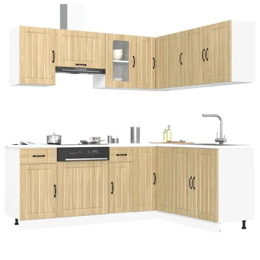 Mueble Cocina Lucca Roble Sonoma 11 Pzas Madera Contrachapada