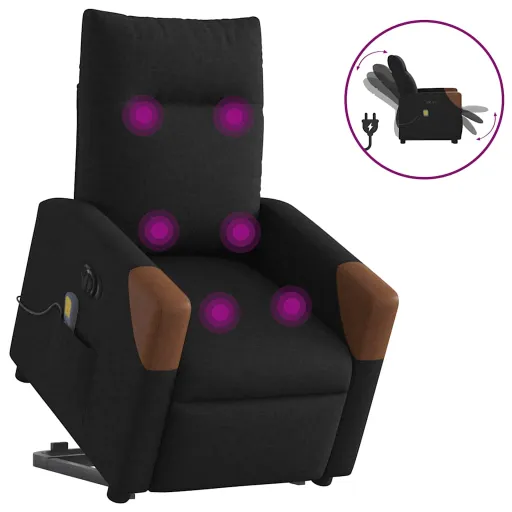 Sillón de Masaje Eléctrico Reclinable Elevable Tela Negro