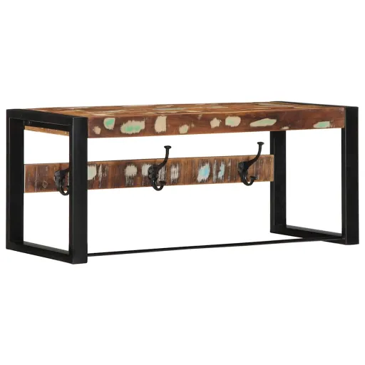 Perchero Multicolor Madera Maciza Reciclada 80x35x35 cm