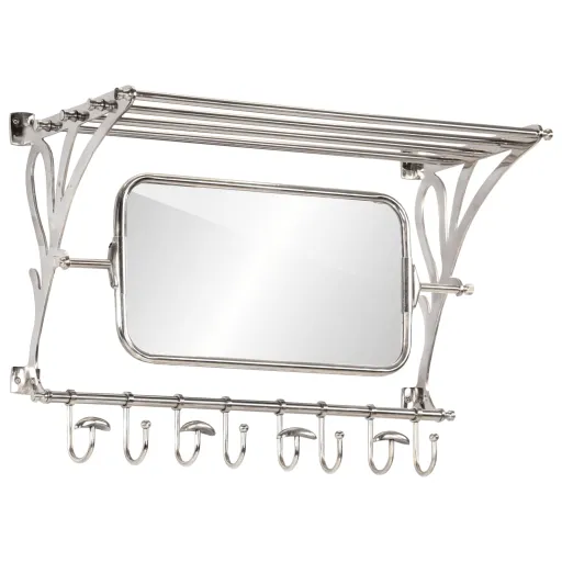 Soporte de Equipaje Con Perchas y Espejo de Pared Aluminio