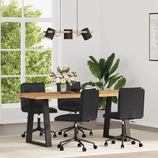 Sillas de Comedor 4 Unidades Cuero Sintético Negro